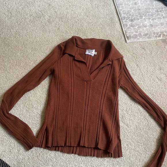 Princess Polly Rust Ribbed Sweater - Picture 1 of 2
